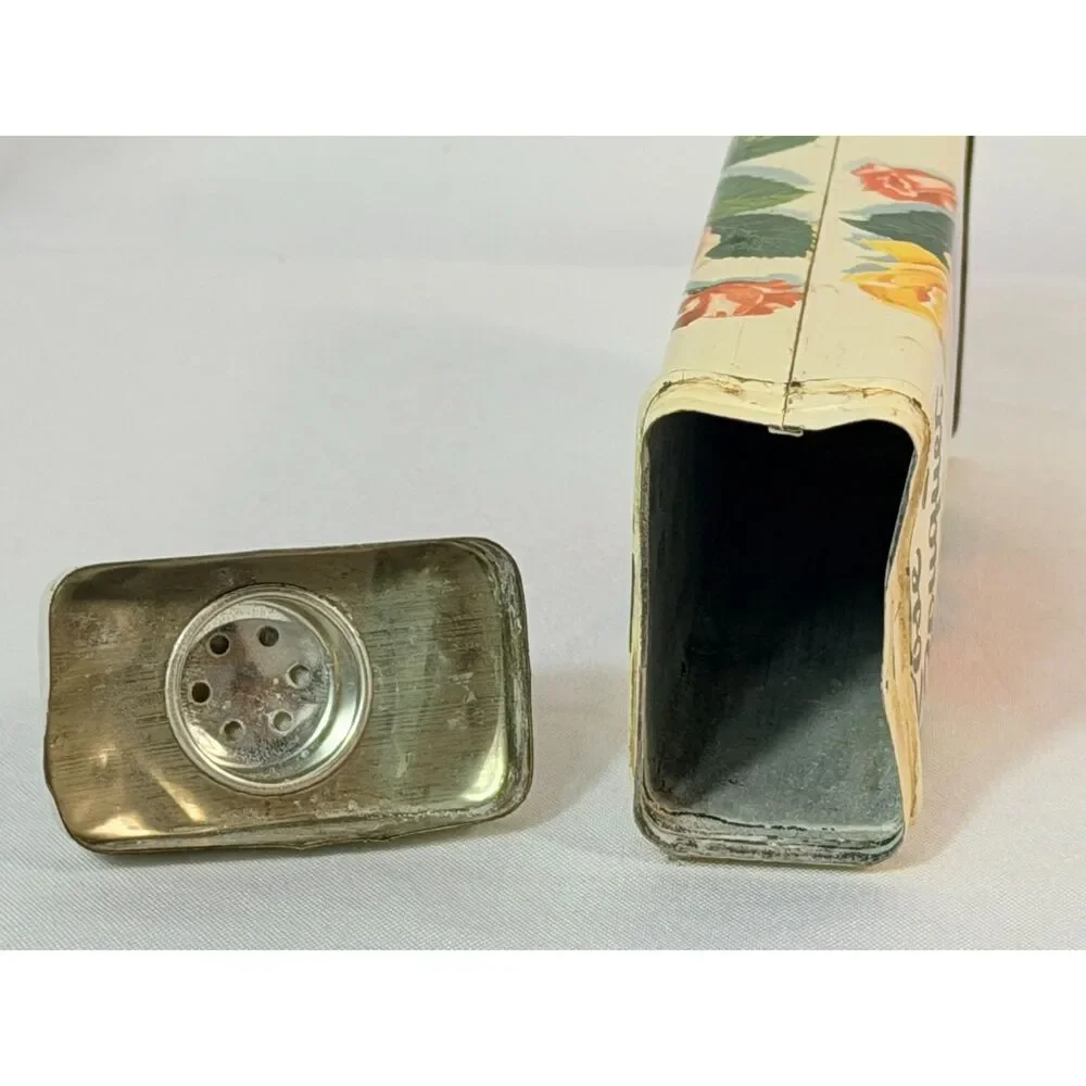 VTG Rose Bouquet Talc Metal Canister with Lid Roses Floral Boudoir 1940s 1950s